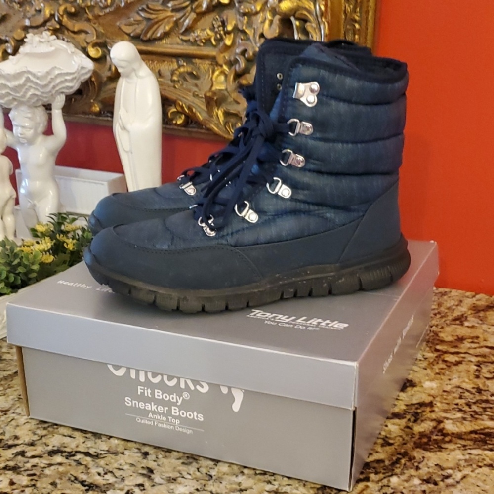 Toni Little Navy Quilted Lace-Up Ankle Booties